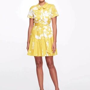 Marchesa Notte Ini Shirtdress With Pleated Flounce Sz 8